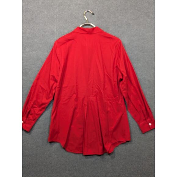 Foxcroft Button Top Womens 16 Non-Iron Stretch Shirt Fitted Fit Red Tuxedo - Picture 8 of 13